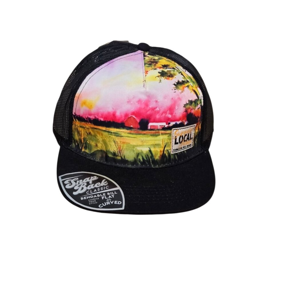 Farm Girl Brand Black Graphic Print Snapback  Trucker Hat Knee Deep & Lovin It